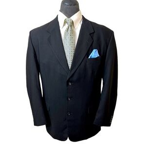 MARCO BIELLA ATHLETIC FIT MENS DRESS BLAZER. COLOR BLACK, 100% WOOL THRE…
